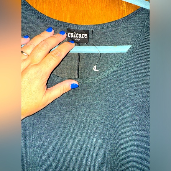 Size L/XL Green Sweater Trapeze Dress with Front Pockets - Picture 2 of 3